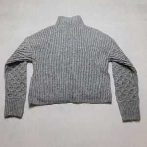 Abercrombie & Fitch Womens XS Gray Cable Knit Mock Neck Sweater Pullover